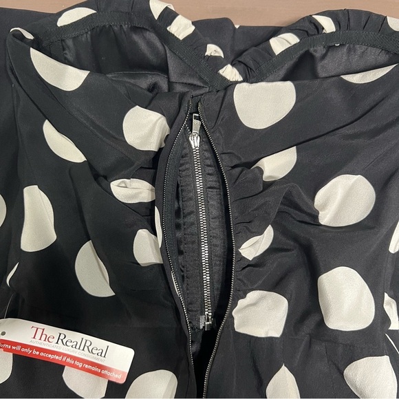 DOLCE & GABANNA VINTAGE WHITE/BLACK DOTS SILK BUSTIER MIDI STRAPLESS DRESS SZ 6 - Picture 9 of 16